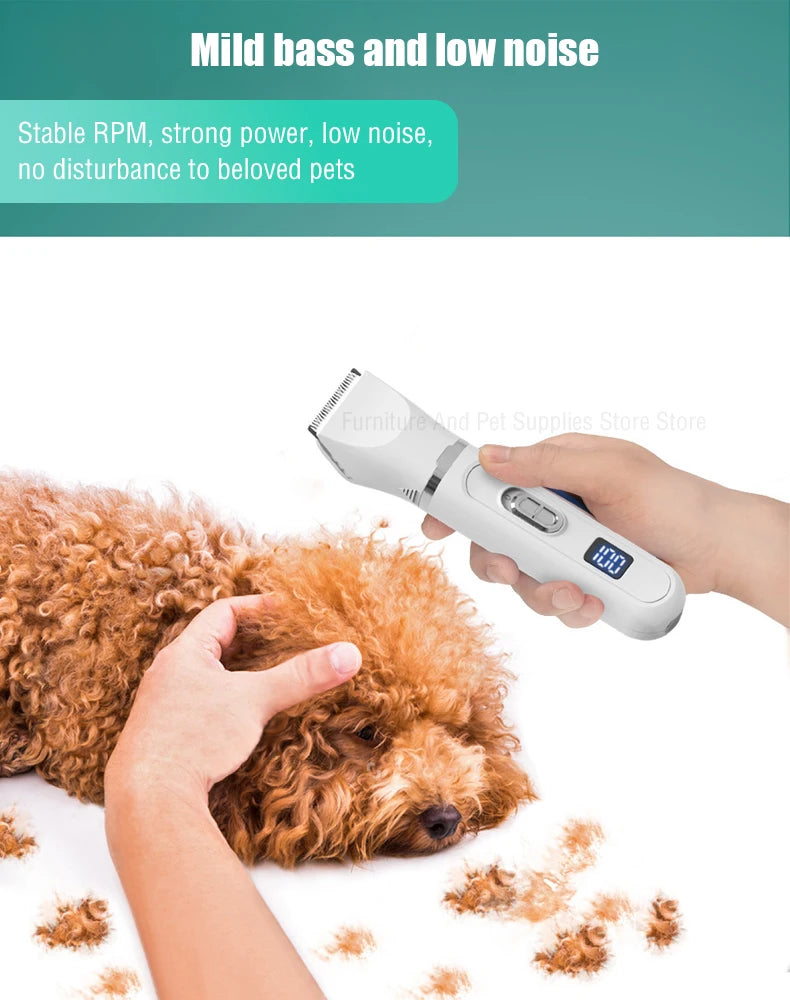 Conjunto 4 em 1 para tosa e cuidados com animais de estimação, 4 lâminas diferentes, barbeador de pelos de animais de estimação, baixo ruído, recarregável, sem fio, seguro, aparador de cães