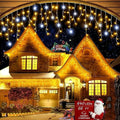 Decorações de Natal 2026: Guirlanda de Estrelas 4M (L) x 0.4/0.5/0.6M (A) com Luzes Piscantes (Branco Quente + Branco Frio) 8 Modos LED Festoon
