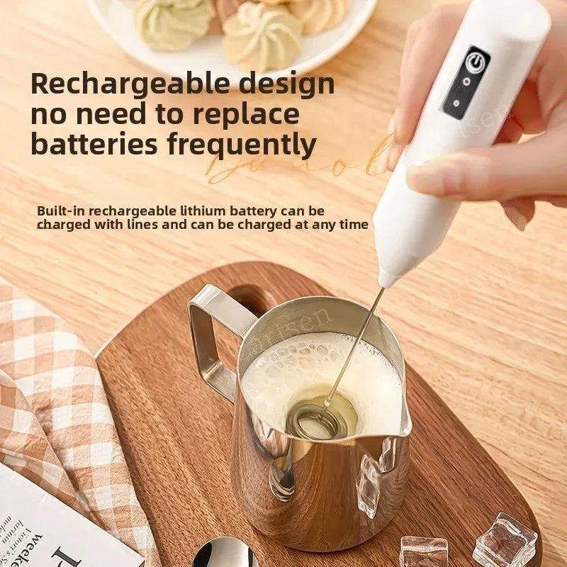 Espuma de leite sem fio elétrica tipo-c liquidificador portátil de aço inoxidável mini cafeteira batedor misturador para café cappuccino creme