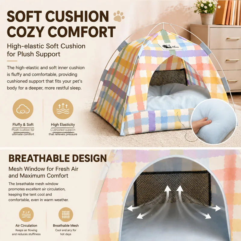 Cama Tenda para Pets, Cesto Sofá Removível para Gatos, Casa Semi-fechada de Lona para Gatos, Caverna para Cães, Cama para Gatos para Decoração de Ambientes, Artigos para Pets