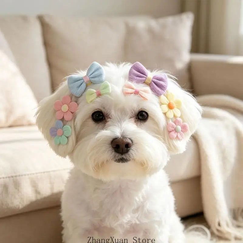 Acessórios cabelo para fotos animais estimação para cães e gatos, 14 peças com cores variadas e faixas elásticas para