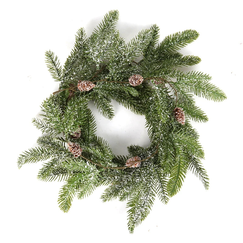Grinalda de natal artificial pinha videira pendurado floral folhagem guirlanda decorações de natal para casa navidad ornamentos de natal