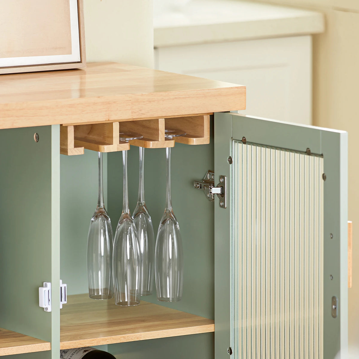 SoBuy FSB81 Buffet Buffet com 2 portas de vidro Armário de cozinha Armário de corredor Armário lateral Armário de micro-ondas
