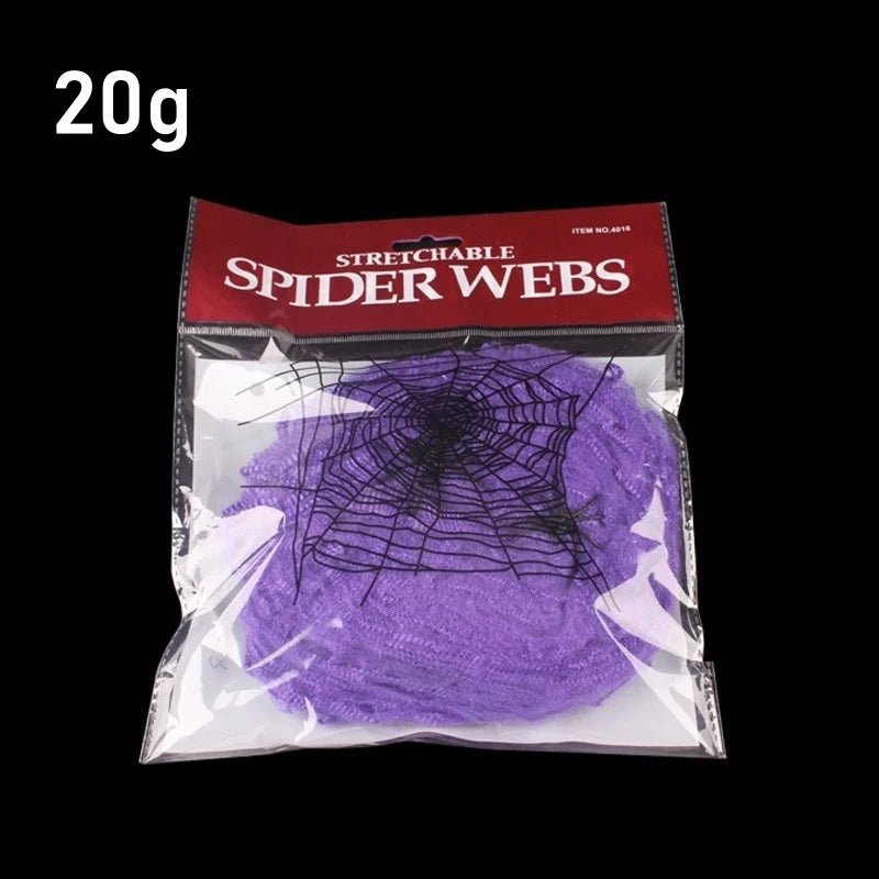 Decoração de Halloween Teia de Aranha Artificial Elástica Brilha no Escuro Adereços de Aranha Horror Gótico Decoração de Casa Assombrada Festa - Kasa & Pet