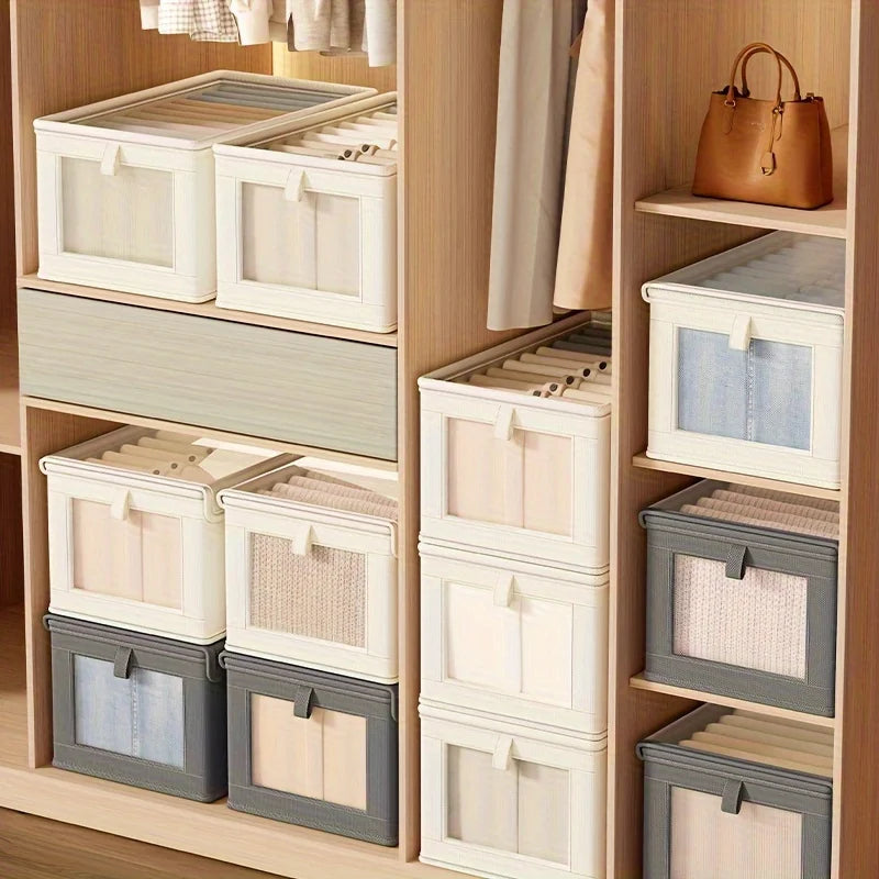 Organizadores de armazenamento de guarda-roupa visível armário gaveta caixa de armazenamento de roupas para camisetas jeans roupa interior calças organizador caixa