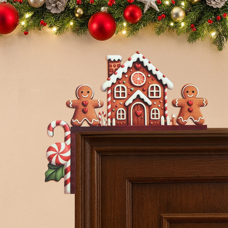 Decoração de moldura de porta de natal decoração de feliz natal para casa 2025 pingente enfeites de madeira de natal navidad natal presente de ano novo