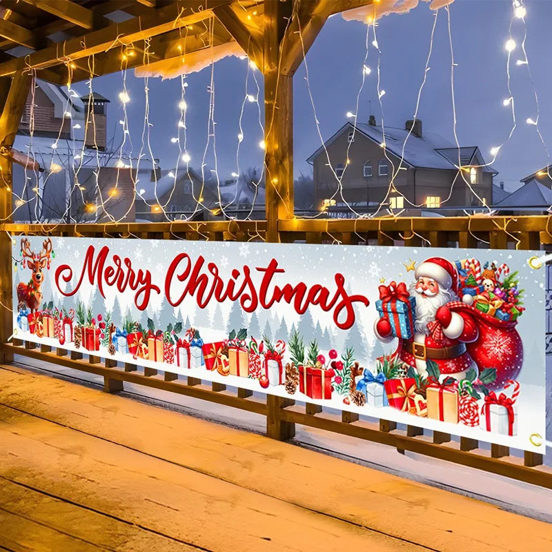 Banner de Natal para Exterior Decorações de Feliz Natal para Casa 2026 Decoração Externa Xmas Navidad Noel Natal Feliz Ano Novo 2027