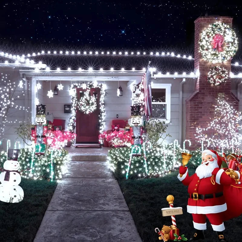 Luzes de fadas externas movidas a energia solar de couro de plástico LED IP65 à prova d'água 8 modos de iluminação para decoração de casamento de Natal