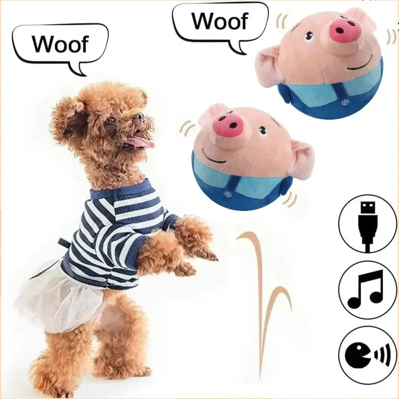 Brinquedo Eletrônico para Animais de Estimação, Bola para Gato, Bola Saltitante para Cães, Bola com Música e Vibração, Bola Interativa para Mastigar, Brinquedo de Pelúcia em Movimento para Cães