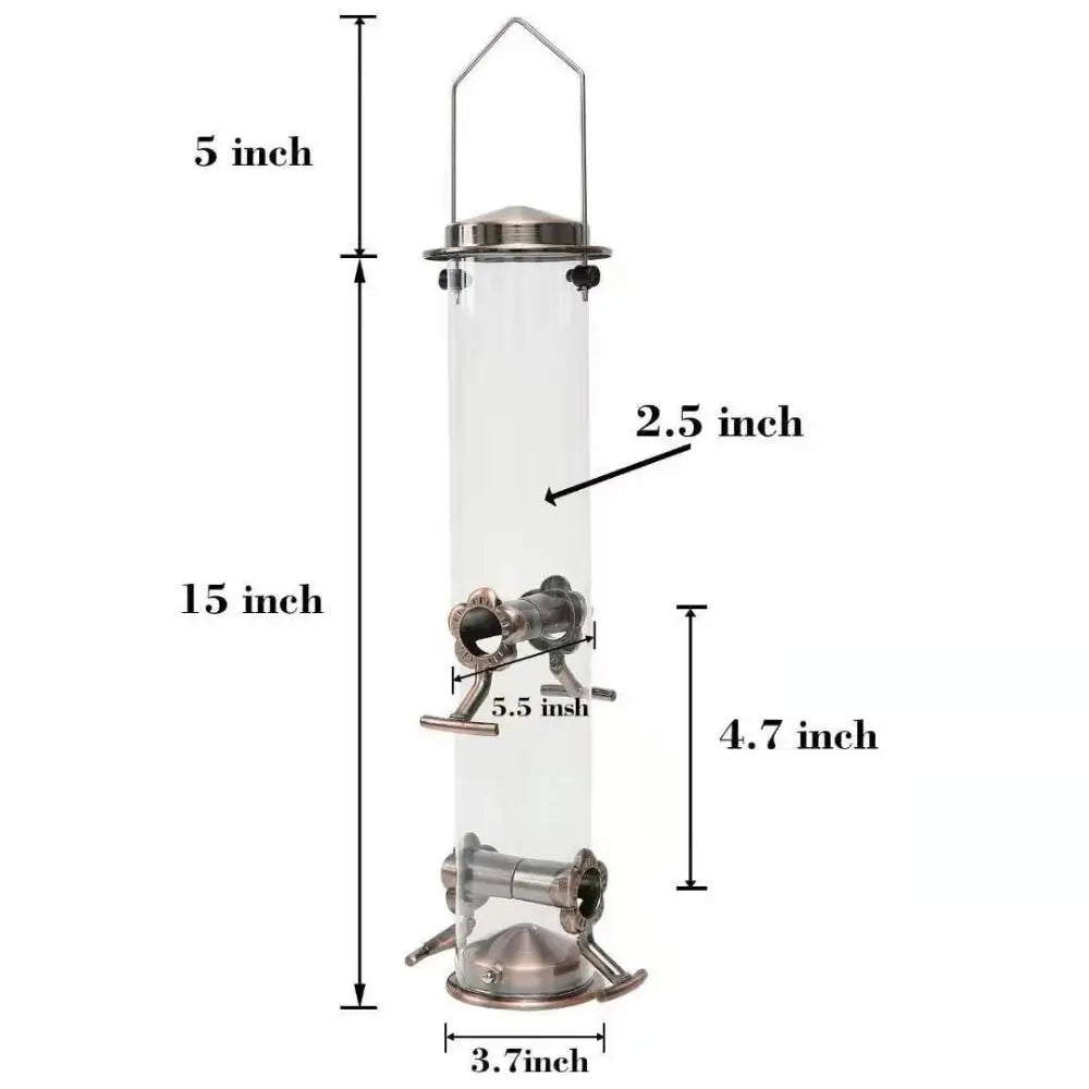 Alimentador de pássaros de metal, suprimentos para animais de estimação, à prova d'água, transparente, dispensador de comida para pássaros, automático, grande capacidade, tigela de alimentação de pássaros, papagaio