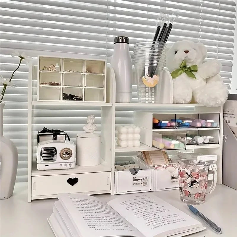 Organizador de papelaria de dupla camada, acessórios de mesa de escritório, organizador de armazenamento, material escolar, prateleira de armazenamento