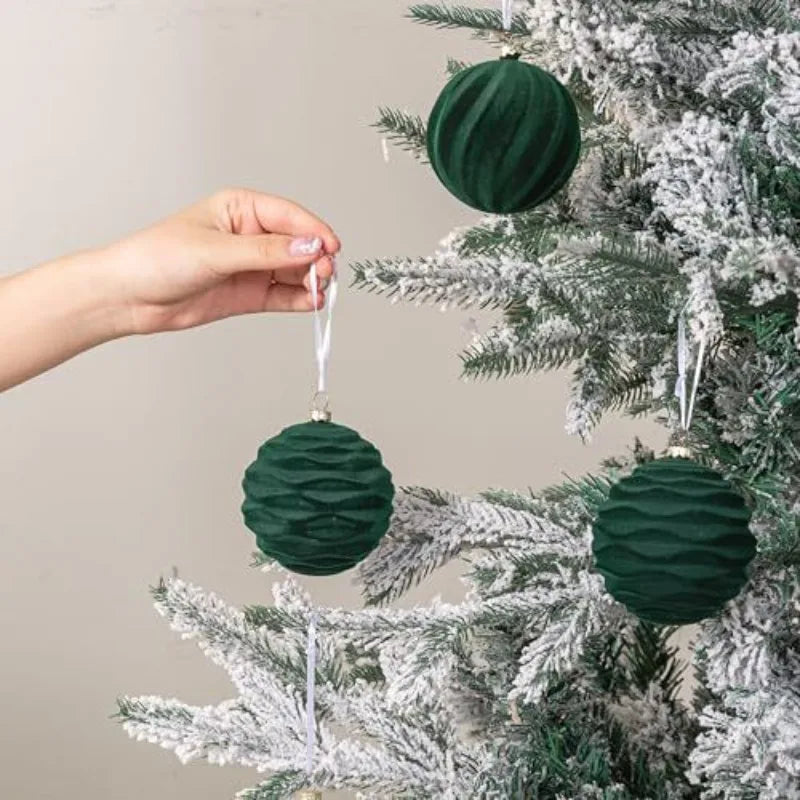 Bola de natal de veludo de 6cm, decoração de árvore de natal, bola de decoração de natal, decoração de bola de pelúcia, bola de natal de plástico
