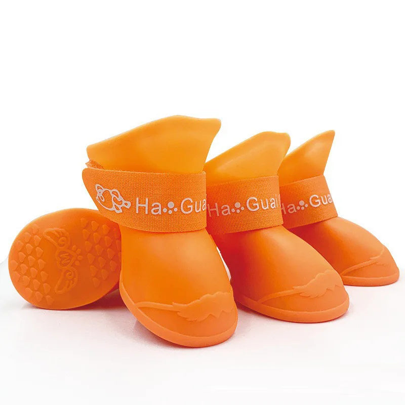Sapatos de chuva de silicone para animais de estimação, antiderrapantes, à prova d'água, sapatos para cães com sola macia, calçados para cães pequenos, gatos e teddy.