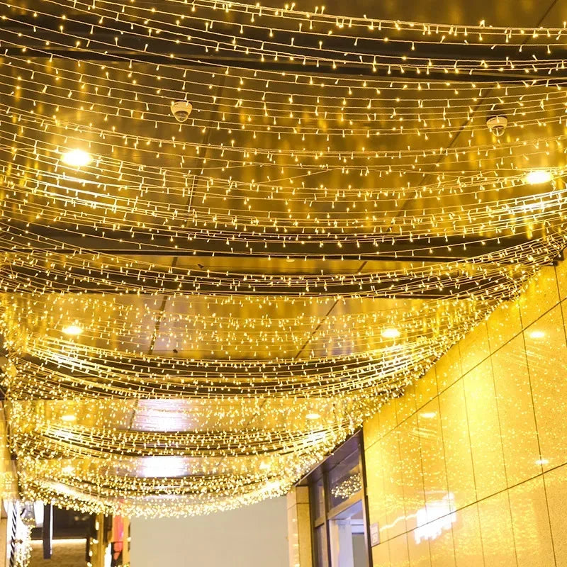 Guirlanda de led luzes da corda 10m 30m 50m 100m árvore de natal decoração de casamento à prova dwaterproof água luz de fadas interior ao ar livre 220v lâmpada da ue