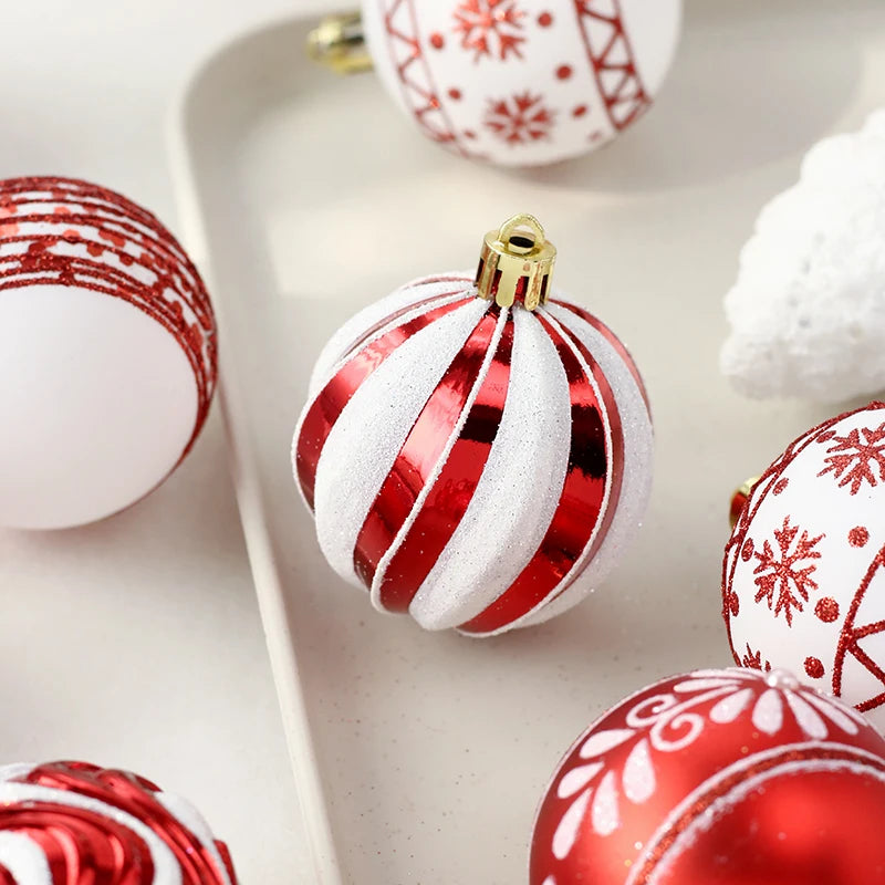 Conjunto de decorações de árvore de enfeites de Natal, bola de Natal inquebrável de 16 quilates, ornamentos pendurados de 2,36 polegadas para decoração de festas de fim de ano