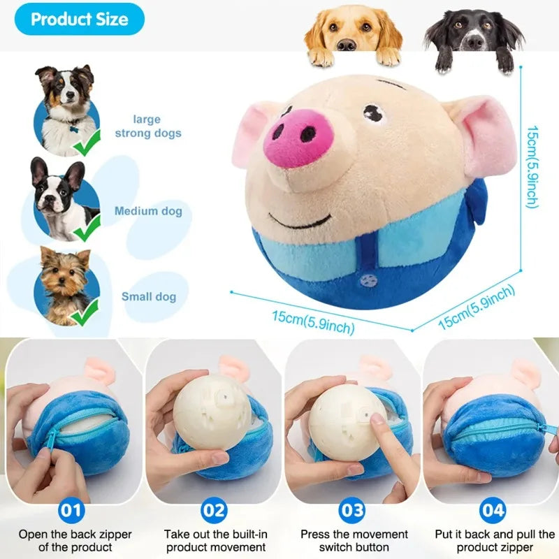Brinquedo Eletrônico para Animais de Estimação, Bola para Gato, Bola Saltitante para Cães, Bola com Música e Vibração, Bola Interativa para Mastigar, Brinquedo de Pelúcia em Movimento para Cães