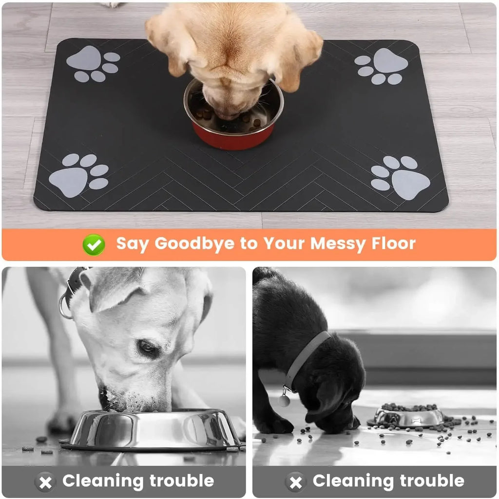Tapete de alimentação para animais de estimação, absorvente, para comida e tigela de água com suporte de borracha à prova d'água, tapete de água de secagem rápida para cães e gatos