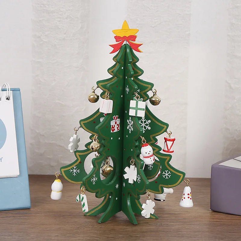 Árvore de Natal artesanal para crianças, DIY, madeira estéreo, layout de cena, decorações, ornamentos, pingente - Kasa & Pet
