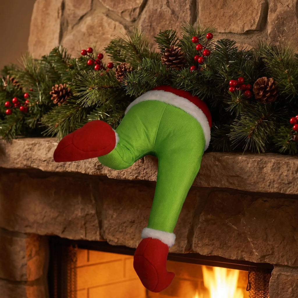 Enfeite de porta de pelúcia para decoração de árvore de Natal, enfeite de perna de elfo de Natal, acessório para pendurar em casa, presente surpresa.