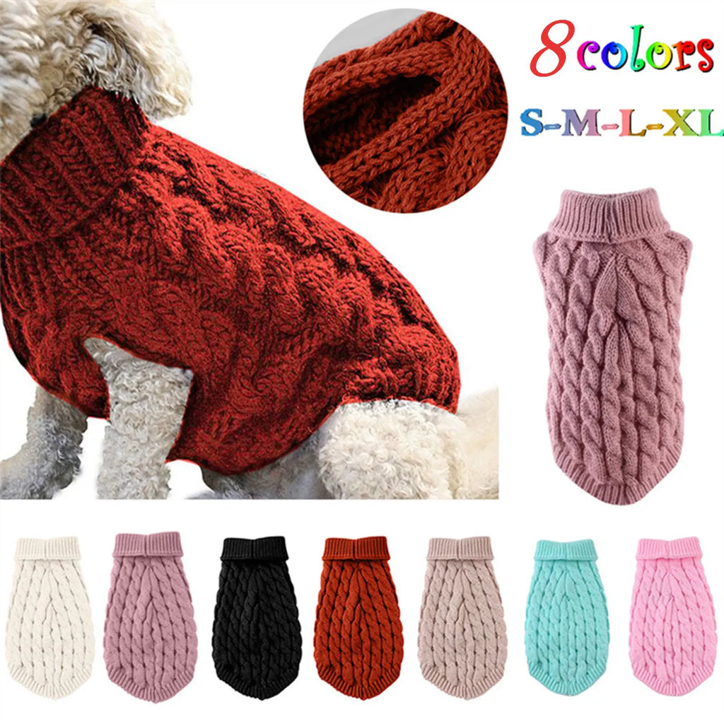 Roupas de inverno para animais de estimação, suéter para cães pequenos, roupas para gatos, quente, gola alta, chihuahua, colete lanoso, yorkie, casaco de cachorro de pelúcia