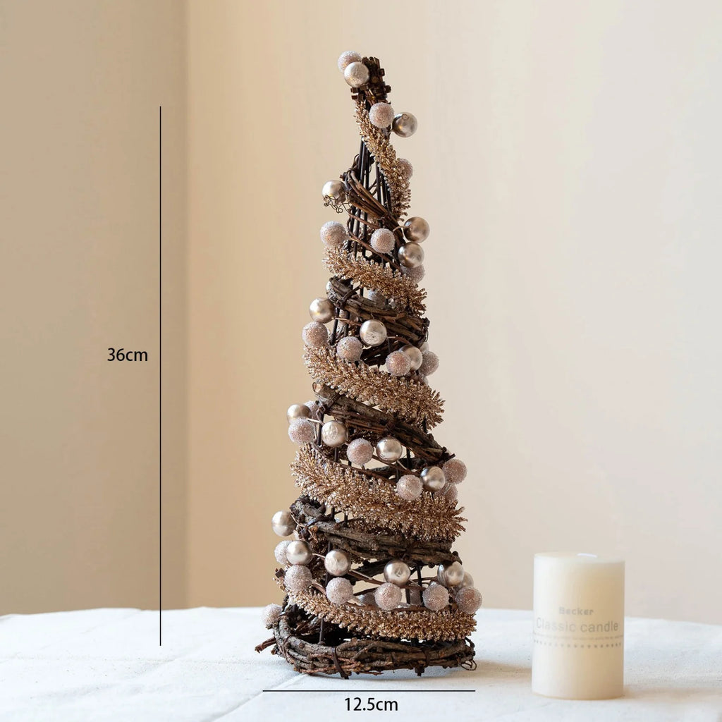 Árvore de Natal artificial de 40 cm, pequena, decorativa, ideal para festas em casa, como centro de mesa, enfeite para secretária, presente e decoração para lareira.
