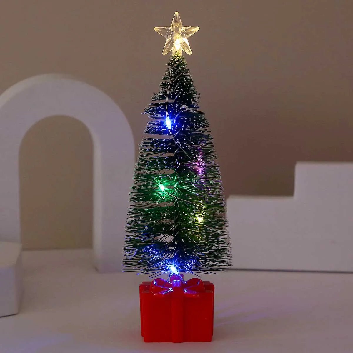 Luminoso mini árvores de natal luzes led decoração para casa velas eletrônicas presentes das crianças ano novo festa de natal ornamento - Kasa & Pet