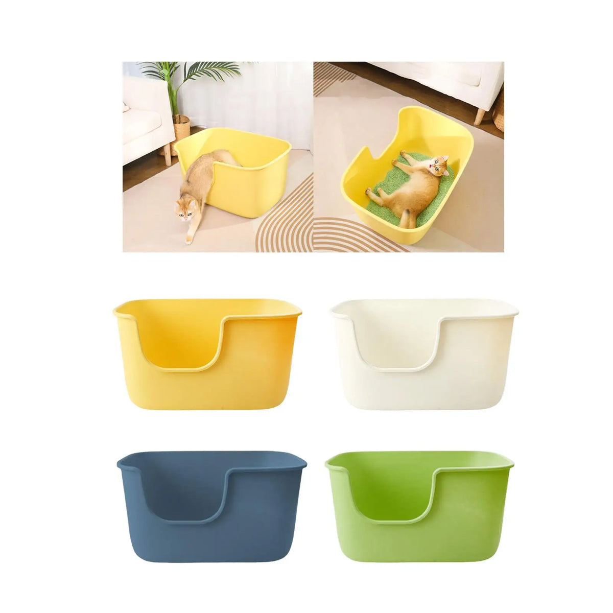 Bandejas de areia para animais de estimação com lados altos, suprimentos para animais de estimação, panela grande à prova de respingos, vaso sanitário para animais pequenos, gatinho, hamsters, gatinho, coelho