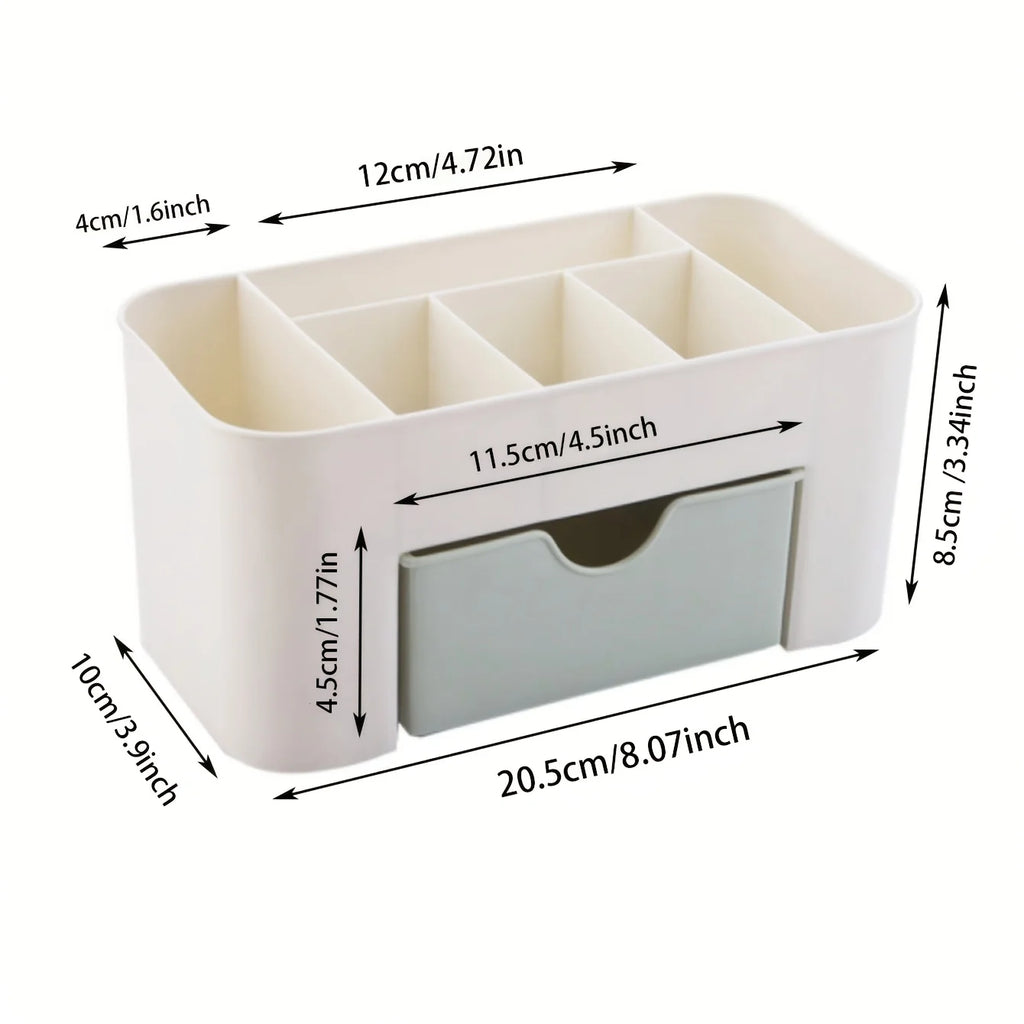 Organizador de Maquiagem com 1 Gaveta, Organizador de Mesa, 6 Compartimentos, Caixa de Armazenamento de Cosméticos para Esmalte, Batom, Pincéis, Joias