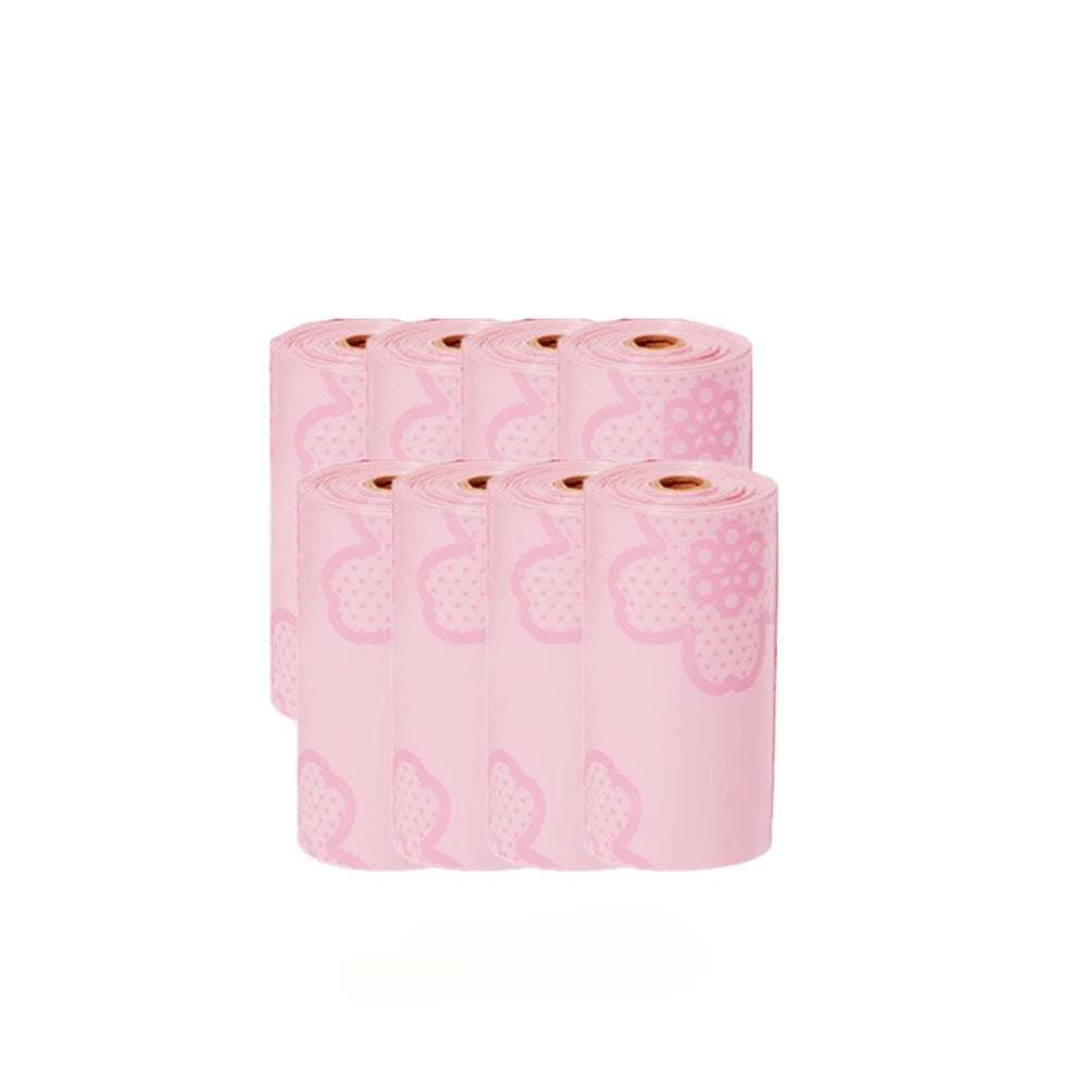 Saco Coletor de Dejetos de Animais Portátil com Estampa de Flor Rosa, Dispensador de Sacos para Lixo de Cães, Acessórios de Limpeza