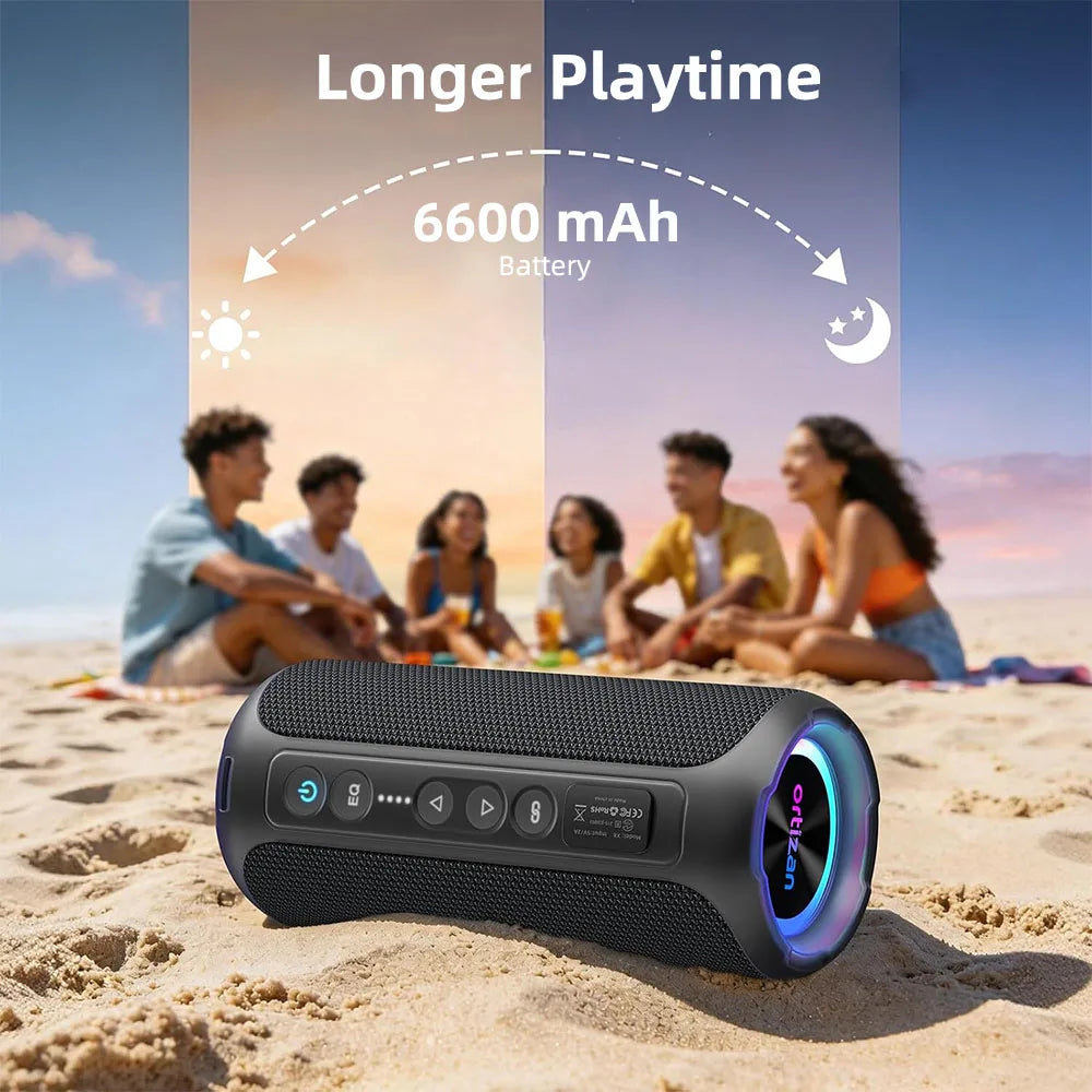 Ortizan Bluetooth Speaker, 40W Peak Outdoor Portable Loud Speakers Wireless with Deep Bass, USB/AUX/TF Card Port, RGB Light, TWS Stereo, EQ, IPX7 Waterproof for Party, Beach, Kayaking, Camping, Backyard, Garage
