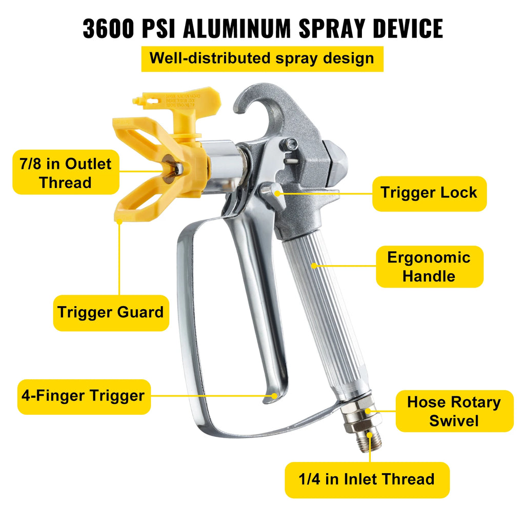 Kit de mangueira de spray de tinta mal ventilada SucceBuy 50 pés 3600 psi tubo de fibra de alta pressão pólo de haste de 8 polegadas incluindo 517 ponta e proteção de ponta