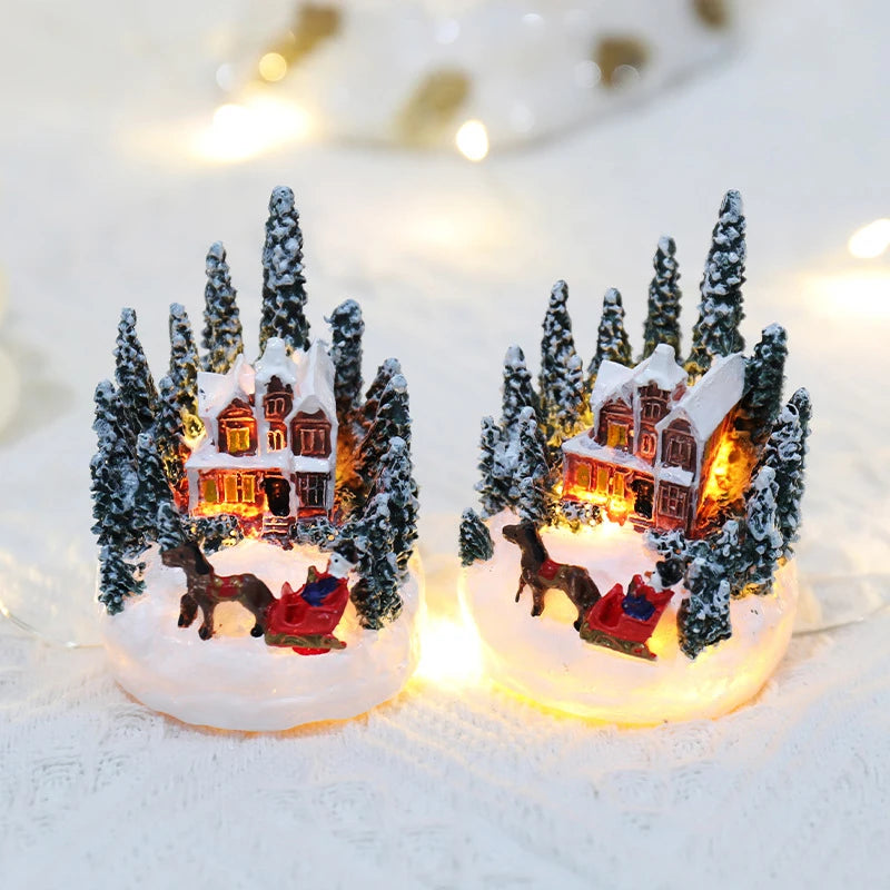 Natal led luz ornamentos santa castelo neve casa luminosa artesanato 2024 ano novo presente do miúdo festa de natal decoração casa