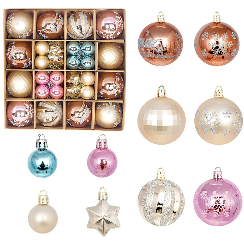 Bola de natal ornamento caixa de presente conjunto sortido azul branco floco de neve rena padrão design feriado festivo árvore pendurado decoração