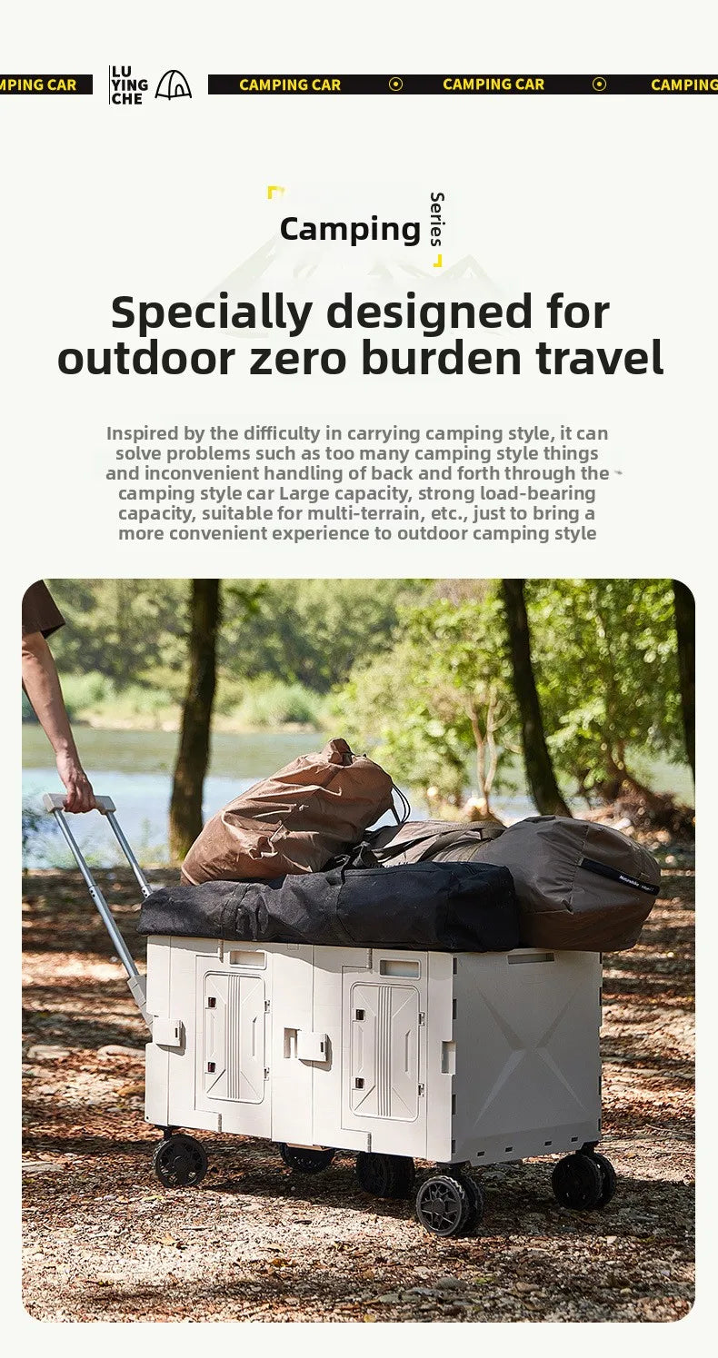 Carrinho de Camping para Exterior, Ferramentas de Piquenique, Mesa de Jantar Dobrável e Móvel para Carro, Carro de Camping Multifuncional