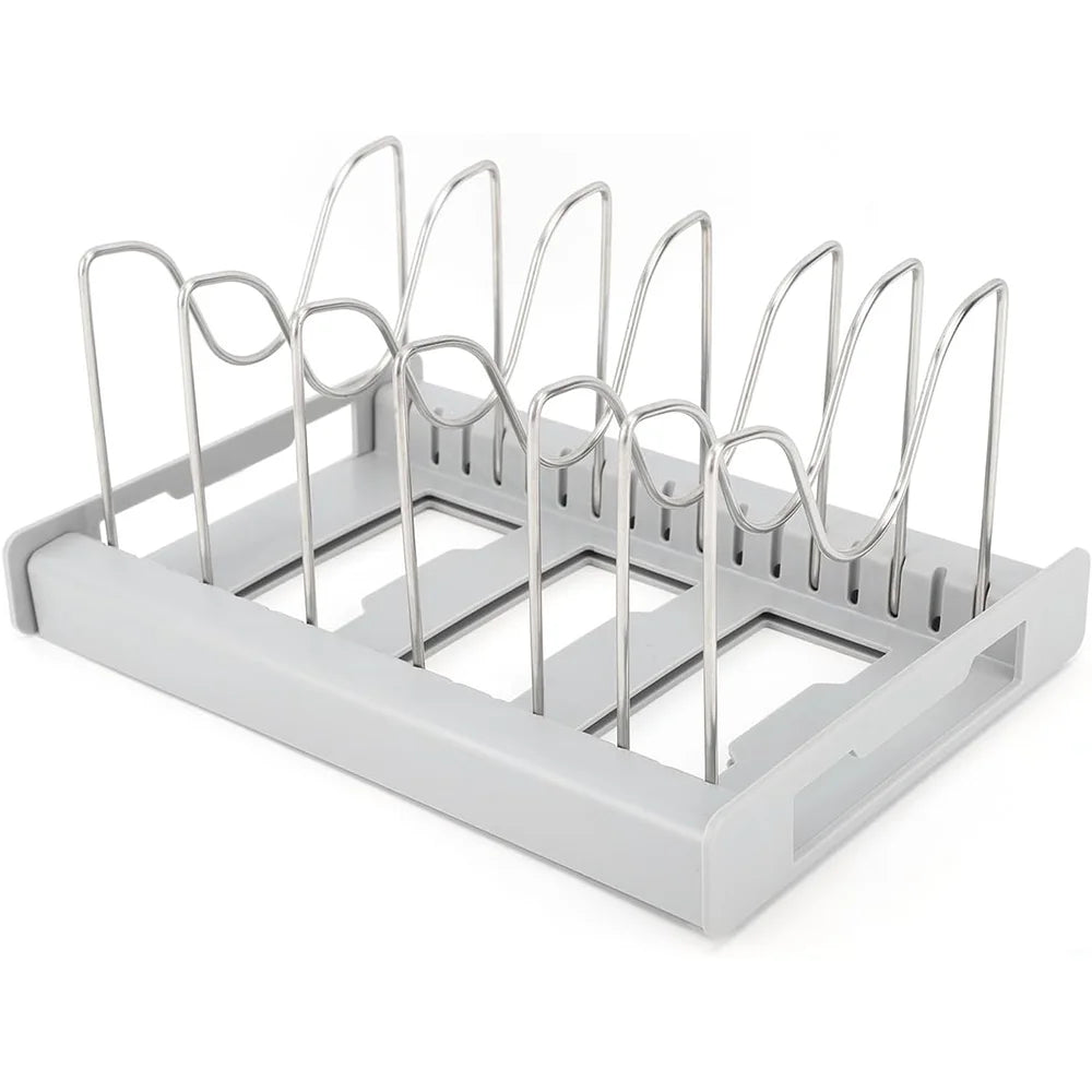 Organizador de Utensílios de Cozinha Expansível com 7 Compartimentos Ajustáveis, Suporte para Panelas, Organizador de Armário