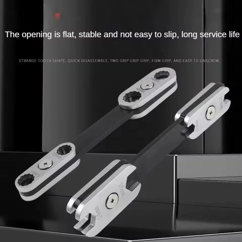 ‌ 360 °   Chave ajustável rotativa 8 em 1 com extremidades hexagonais/abertas duplas – Aperto ergonômico para uso profissional automotivo e industrial ‌