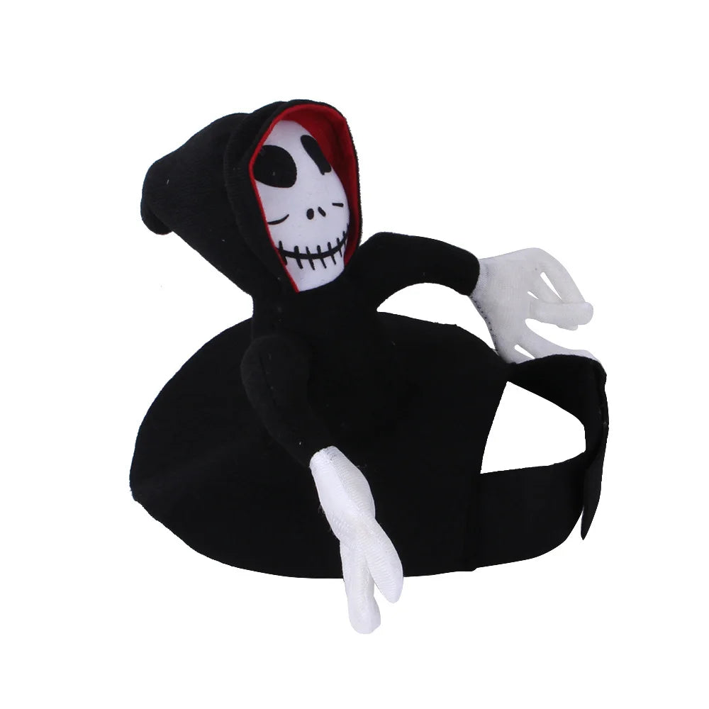 Halloween animal de estimação cosplay traje assustador boneca equitação roupa cão gato   Traje de Halloween para animais de estimação assustador vestir-se colete para cachorro de festa