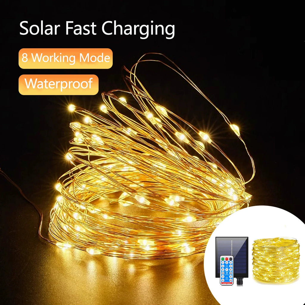 Luzes solares LED à prova d'água para exterior, cordão de luzes de fada, guirlanda de jardim, lâmpada solar de painel grande para decoração de festas
