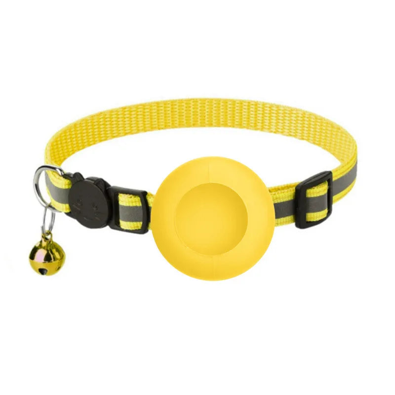 Coleira para Gato Airtag, Fivela de Segurança Refletiva com Sino, Coleira GPS Ajustável Anti-Perda para Gatinhos e Filhotes