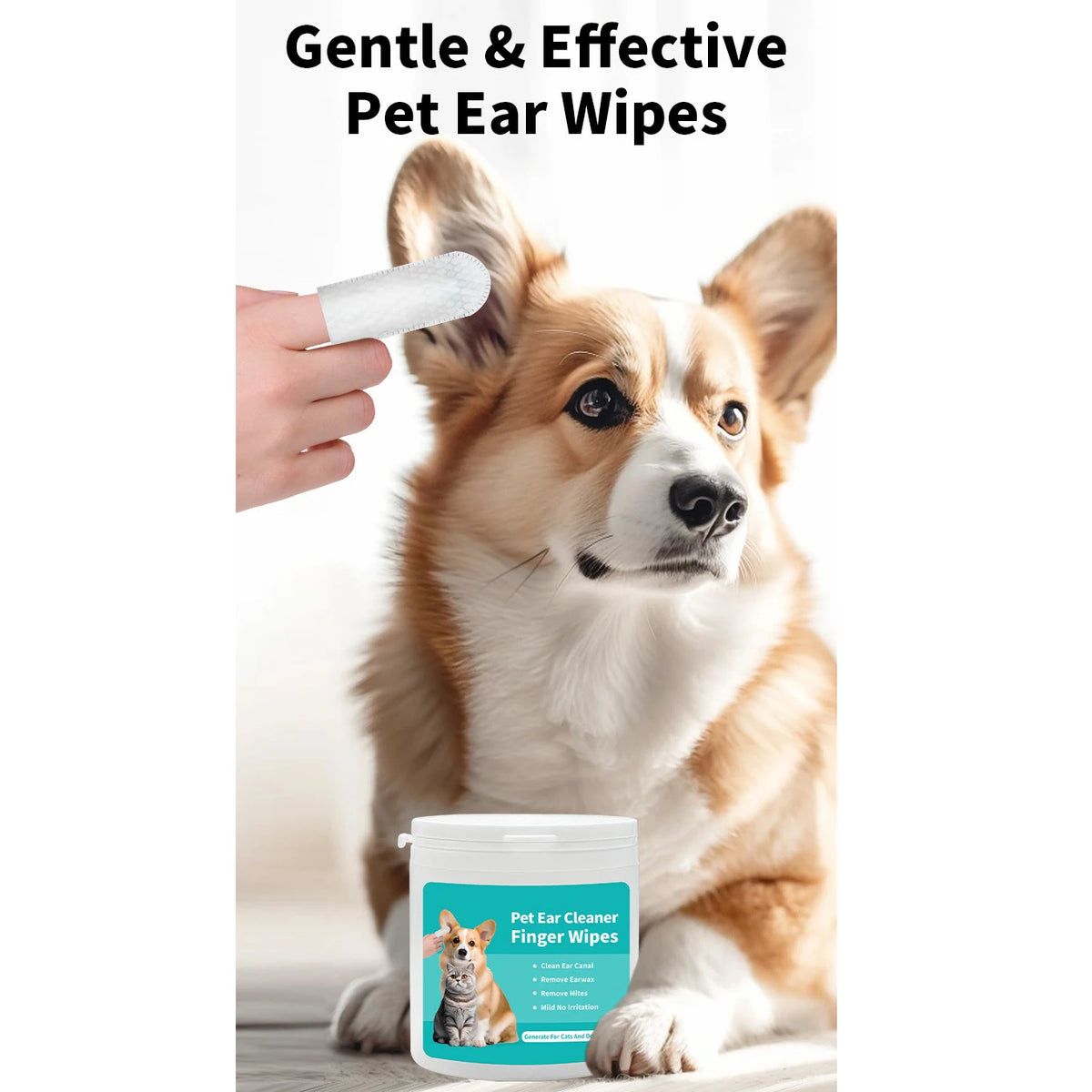 Produtos de Limpeza para Animais de Estimação: Lenços para Limpeza de Ouvidos, Cuidados Auriculares, Pontas de Dedo para Remoção de Ácaros, Produtos para Limpeza de Ouvidos de Cães e Gatos