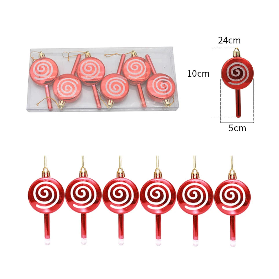 Decorações de doces para árvore de natal, bastão de doces vermelho e dourado, pinhas, decoração de casa de natal 2025, enfeite de árvore de natal
