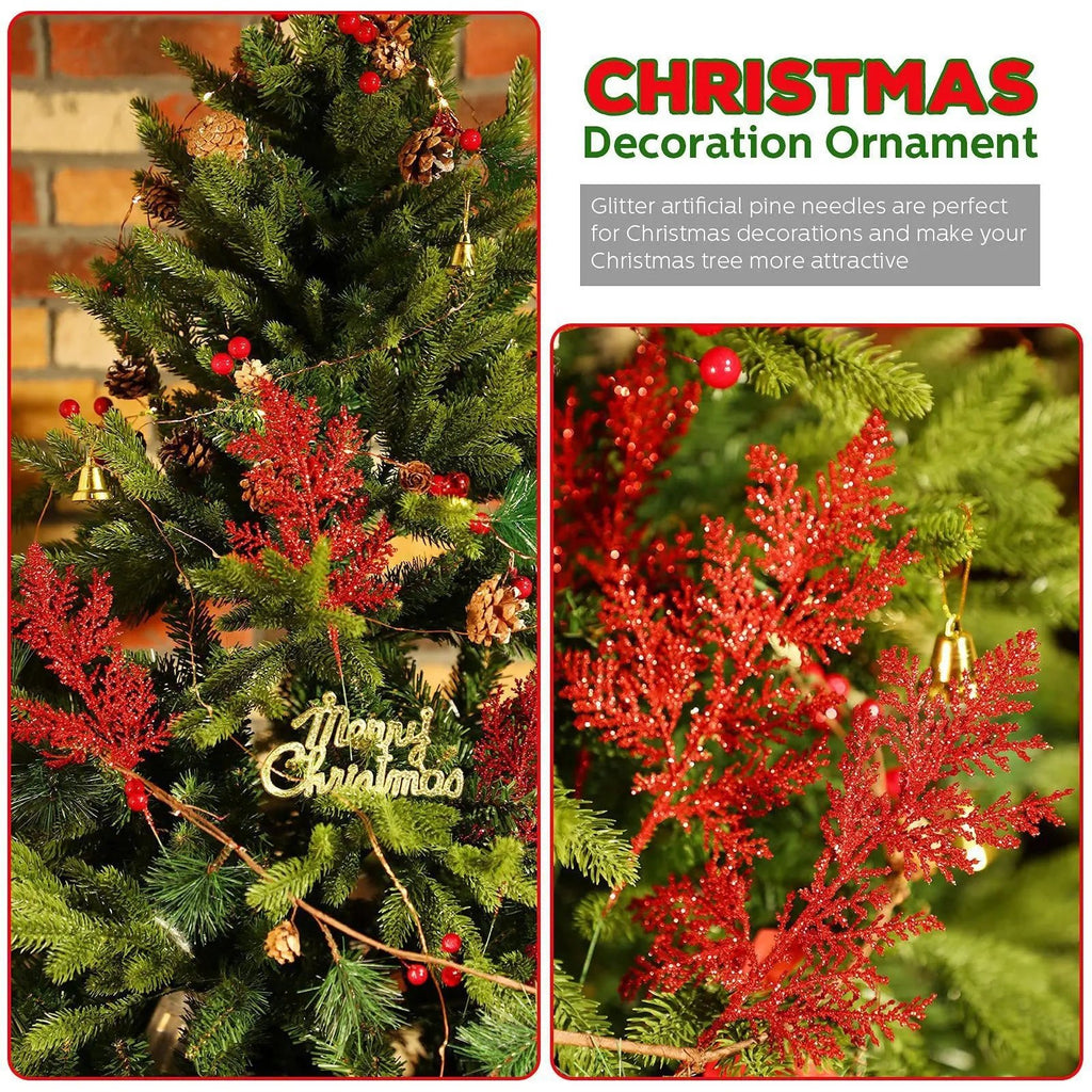 Decoração de natal glitter ramos bagas buquê de flores artificiais enfeites de árvore de natal para casa ano novo 2025 navidad