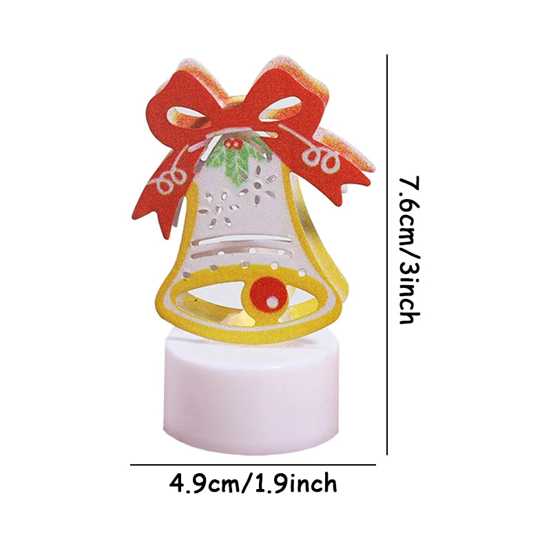 LED Christmas Candle Lamp Decorações, pequena Santa, boneco de neve, árvore de Natal, Holiday Night Lights, Home Party, Jardim