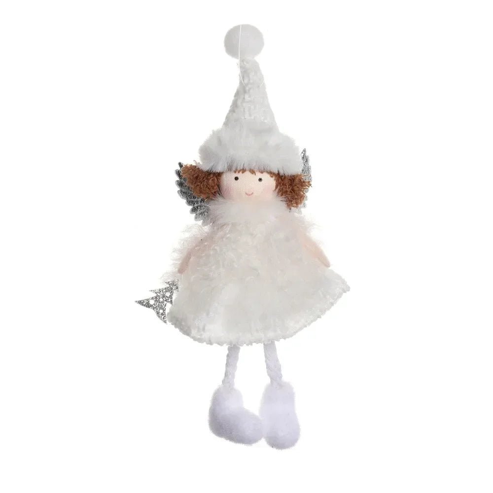 Natal Pendurado Malha Sequin Saia, Anjo Xmas Árvore Pingente Enfeites, Decoração de Casa, Noel, Presentes, 2022