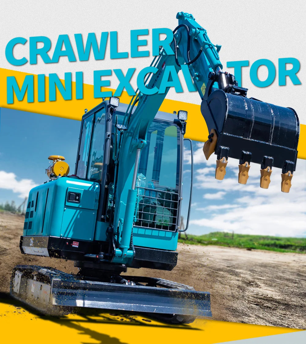 Mini Escavadora de 2,5 Toneladas com Cabine Fechada, Ar Condicionado, Hidráulica, Pequena Escavadora de Esteiras, Certificada CE Euro5, Máquina Multifuncional de Escavação
