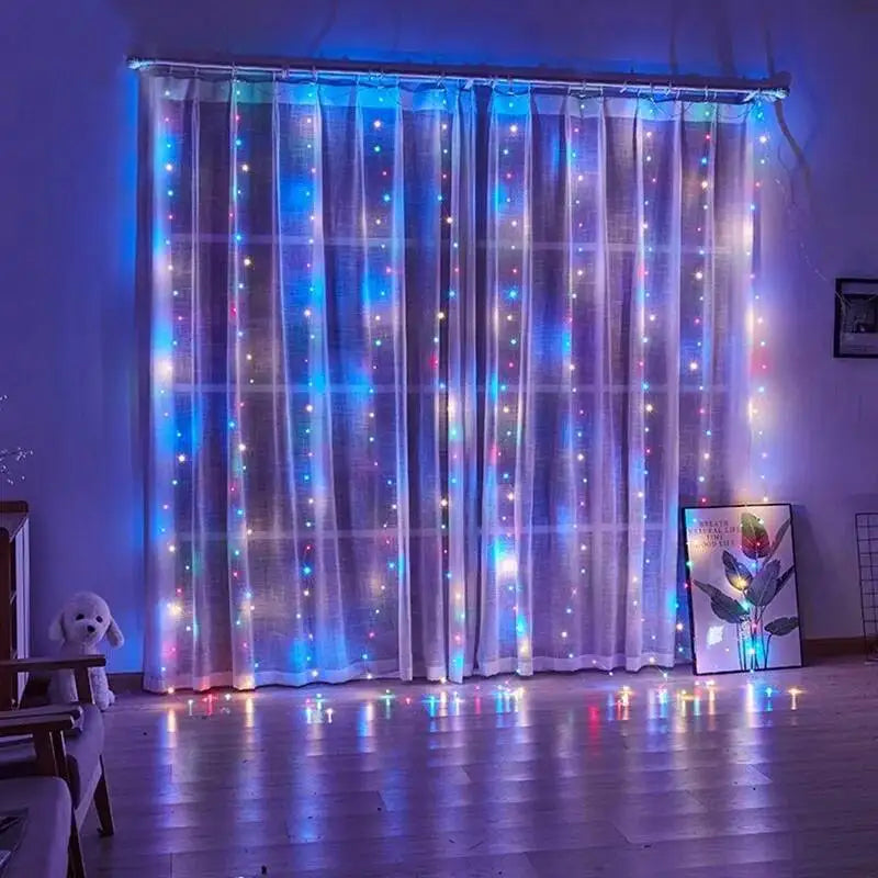 Cortina de natal led luzes da corda guirlanda festival 8 modos usb controle remoto feriado casamento luzes fadas para decoração do quarto