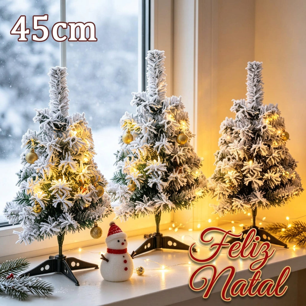 1-2PCS Árvore de Natal Artificial de 45cm, Árvore de Pinheiro Coberta de Neve