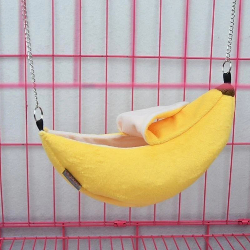 Hamster algodão ninho forma de banana casa rede beliche casa brinquedos gaiola para açúcar planador hamster pequeno animal pássaro suprimentos para animais de estimação