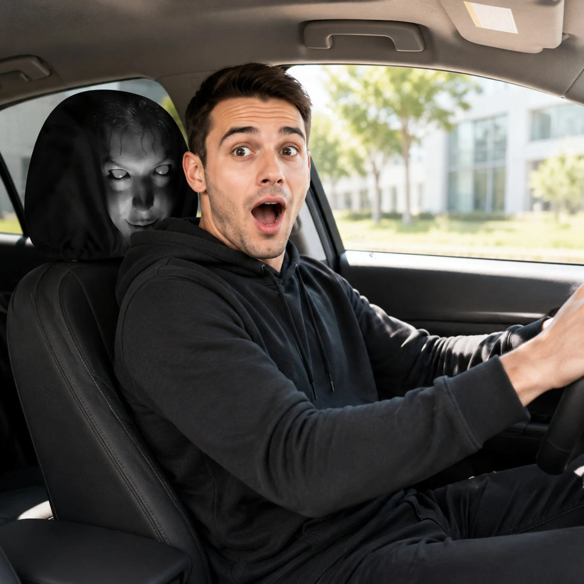 Capas de Apoio de Cabeça para Carro de Halloween: Protetores Divertidos de Desenho Animado para Encosto de Banco Dianteiro - Decoração Automotiva 2026