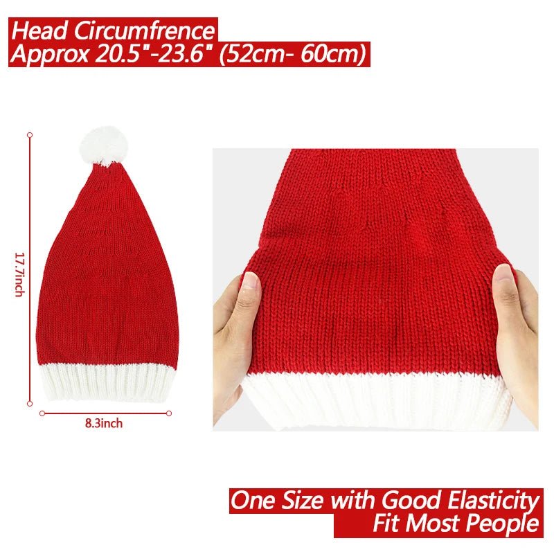 Gorro de Natal Tricotado 2026 com Pompom Fofo para Adultos, Touca Macia de Papai Noel, Presente de Ano Novo para Família, Decoração de Natal
